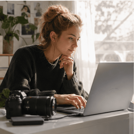 Creator working on photography content