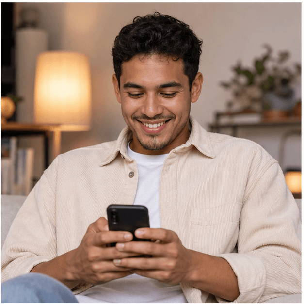 Creator checking content on a phone
